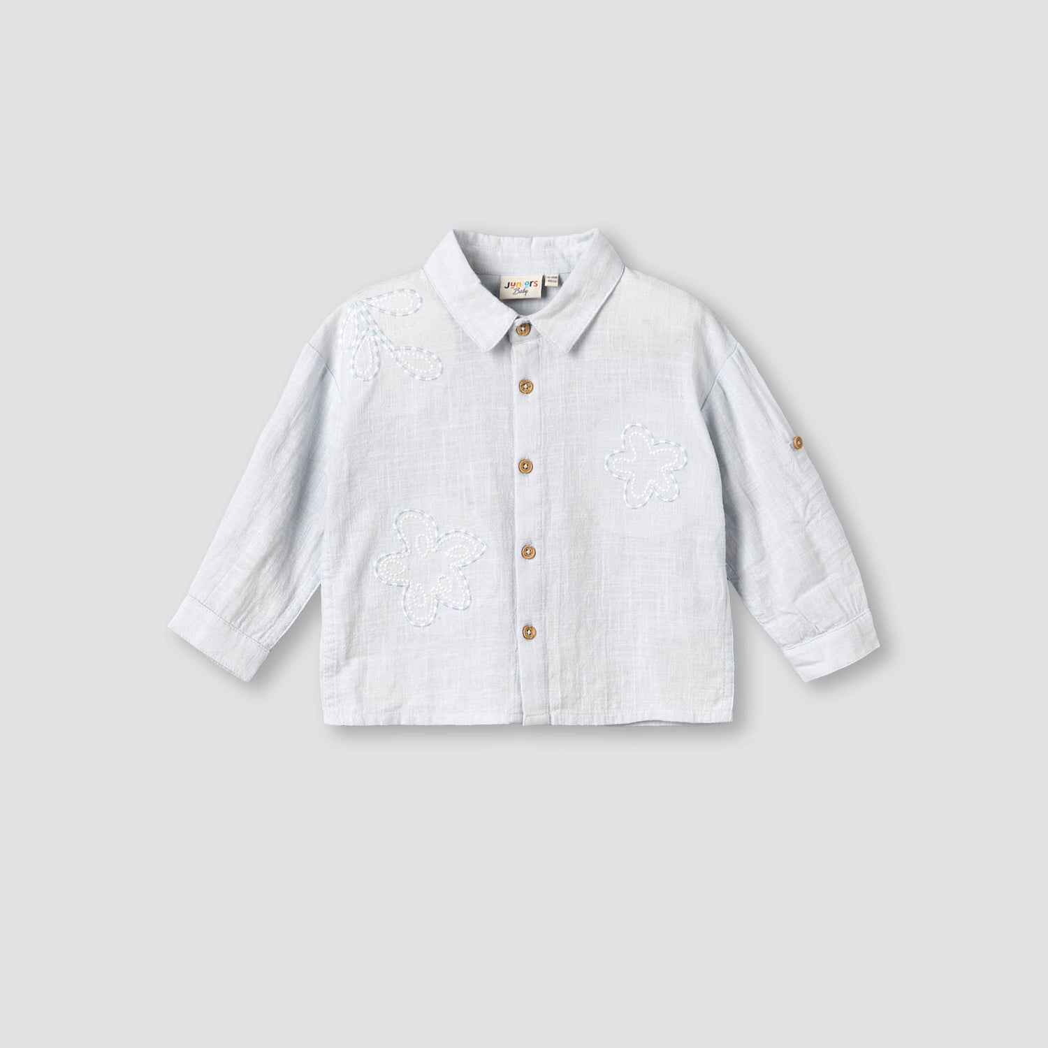 Juniors Collared Neck Long Sleeve Shirt and Shorts Set with Pockets