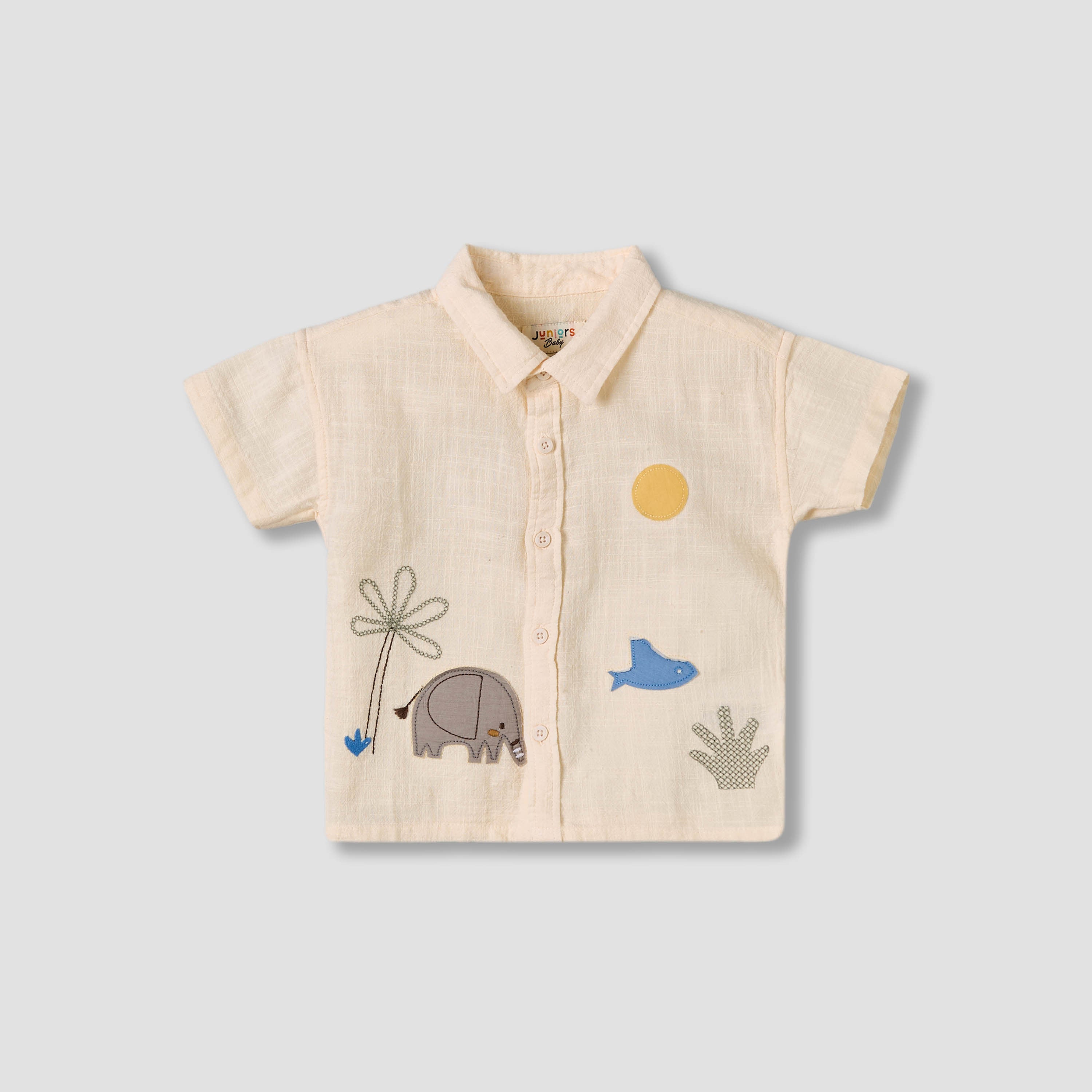 Juniors Collared Short Sleeves Shirt and Shorts Set with Embroidery