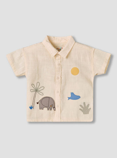 Juniors Collared Short Sleeves Shirt and Shorts Set with Embroidery-baby-boys-clothing-setsandcoords-image-3