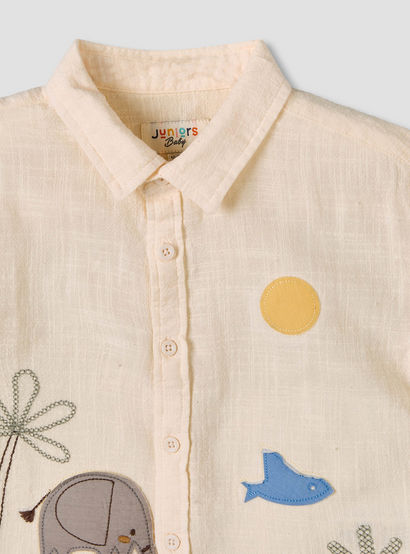 Juniors Collared Short Sleeves Shirt and Shorts Set with Embroidery-baby-boys-clothing-setsandcoords-image-5