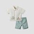 Juniors Collared Short Sleeves Shirt and Shorts Set with Embroidery - Multicolour / 12-18 mths