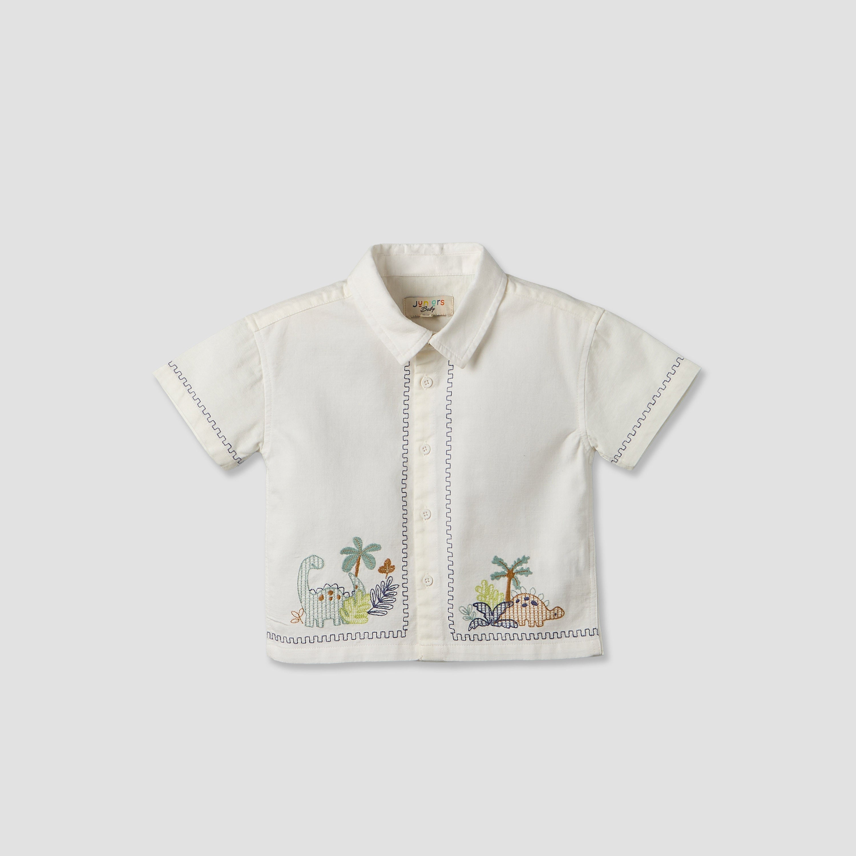 Juniors Collared Short Sleeves Shirt and Shorts Set with Embroidery