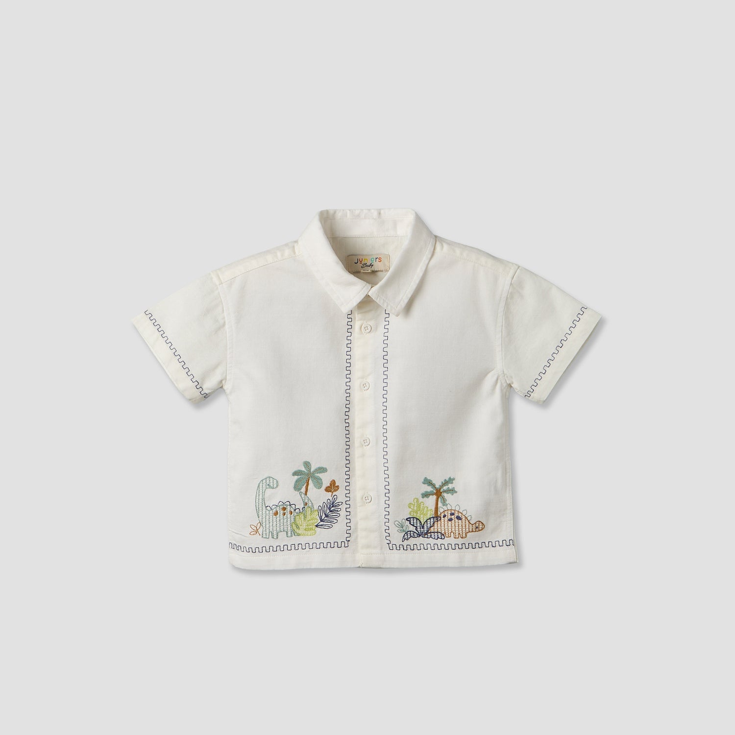 Juniors Collared Short Sleeves Shirt and Shorts Set with Embroidery