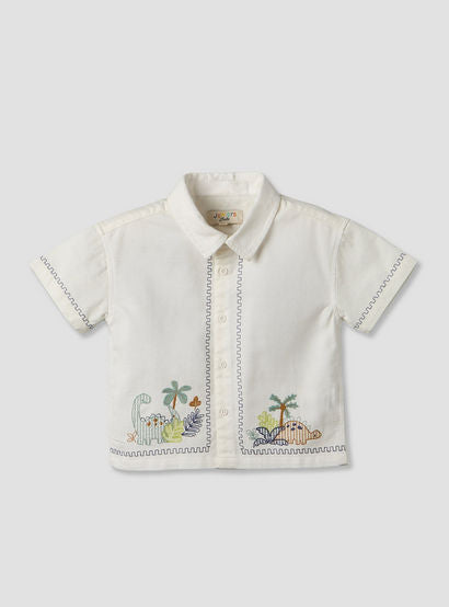 Juniors Collared Short Sleeves Shirt and Shorts Set with Embroidery-baby-boys-clothing-setsandcoords-image-3