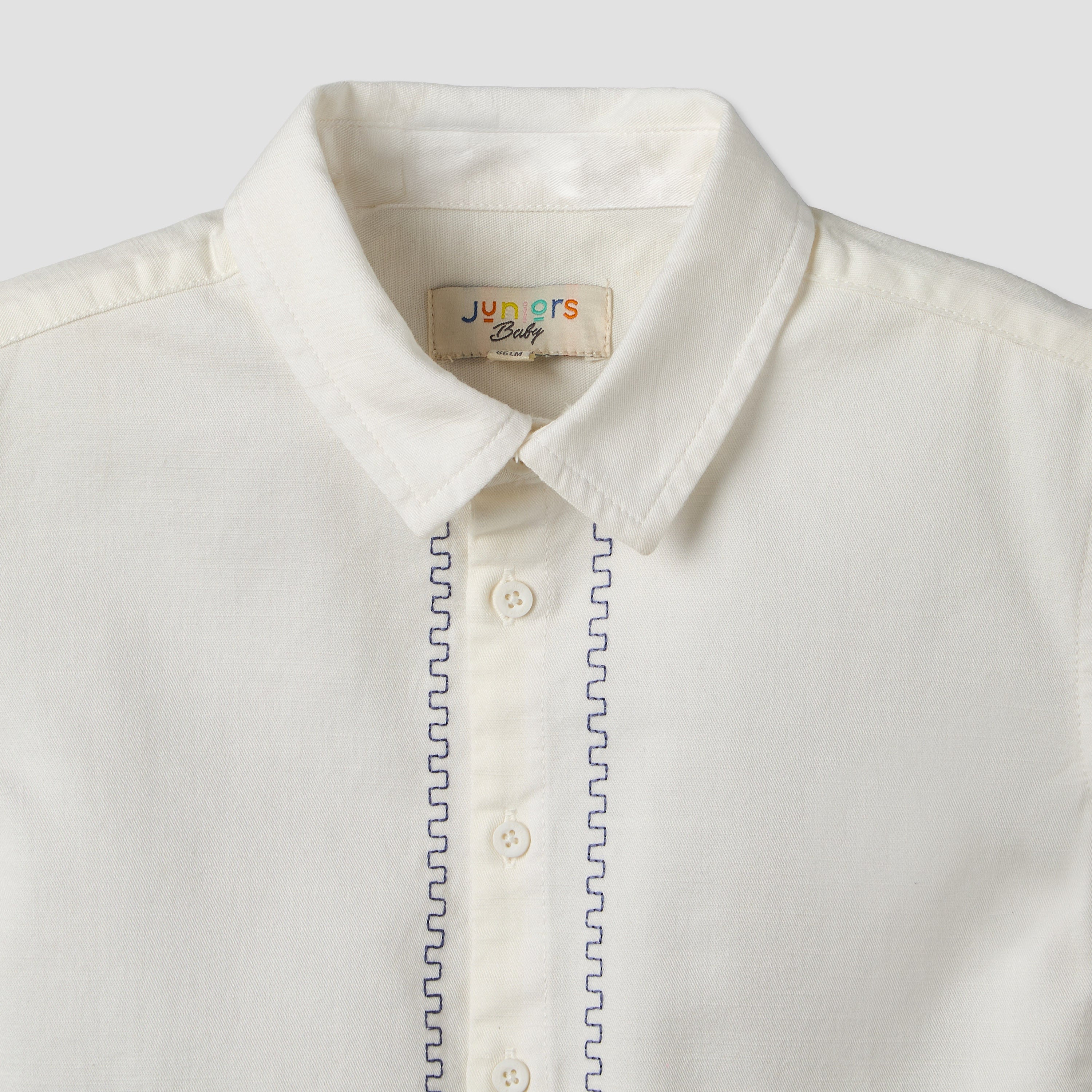 Juniors Collared Short Sleeves Shirt and Shorts Set with Embroidery