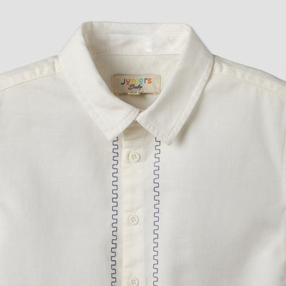 Juniors Collared Short Sleeves Shirt and Shorts Set with Embroidery
