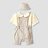 Juniors Collared Short Sleeves Shirt and Dungaree Set with Hat - Multicolour / 24-36 mths