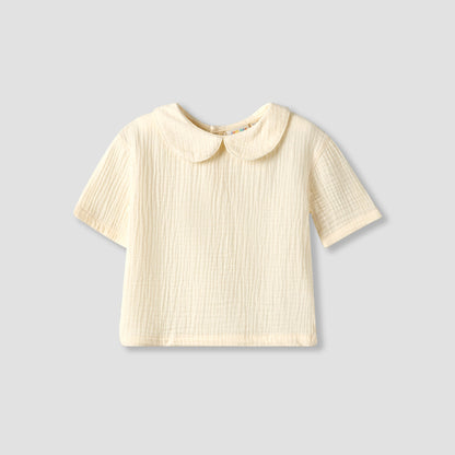 Juniors Collared Short Sleeves Shirt and Dungaree Set with Hat