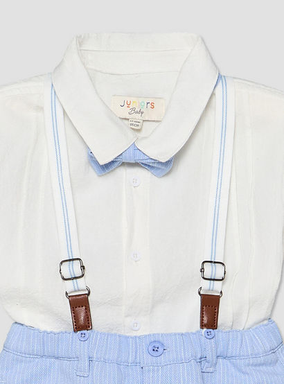 Set of 3 Juniors Collared Short Sleeve Shirt and Shorts Set with Bow Tie-baby-boys-clothing-setsandcoords-image-5