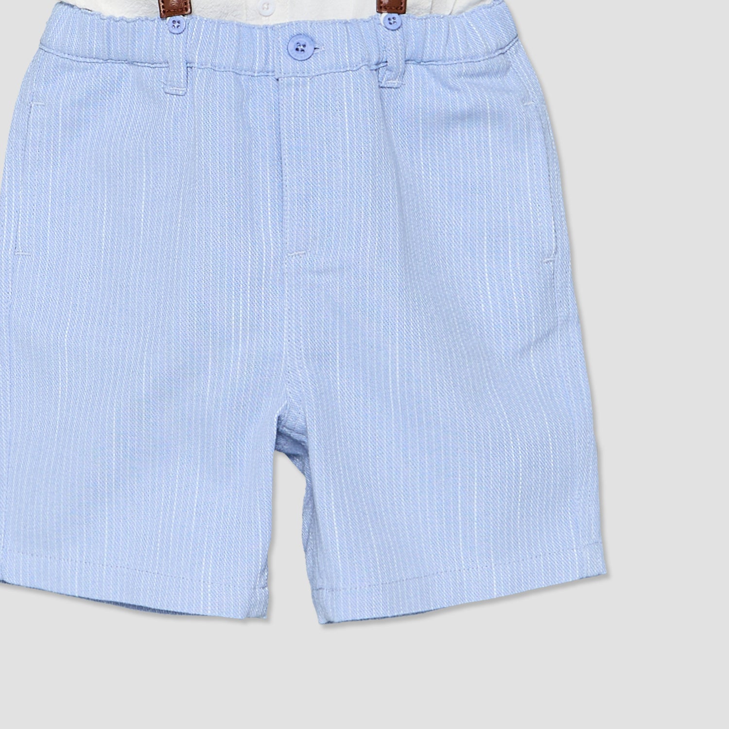 Set of 3 Juniors Collared Short Sleeve Shirt and Shorts Set with Bow Tie