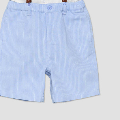 Set of 3 Juniors Collared Short Sleeve Shirt and Shorts Set with Bow Tie