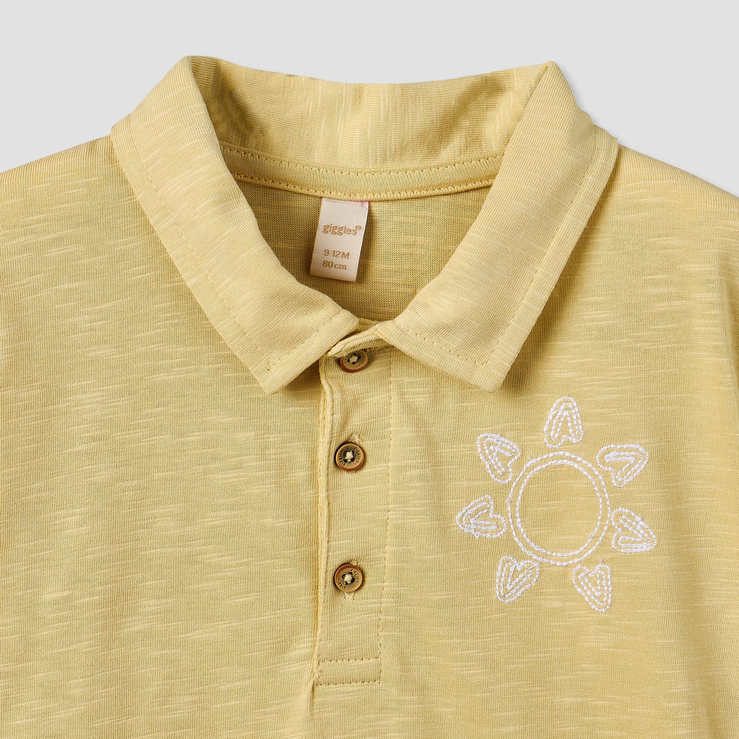 Giggles Collared Short Sleeves Polo T-shirt with Embroidery