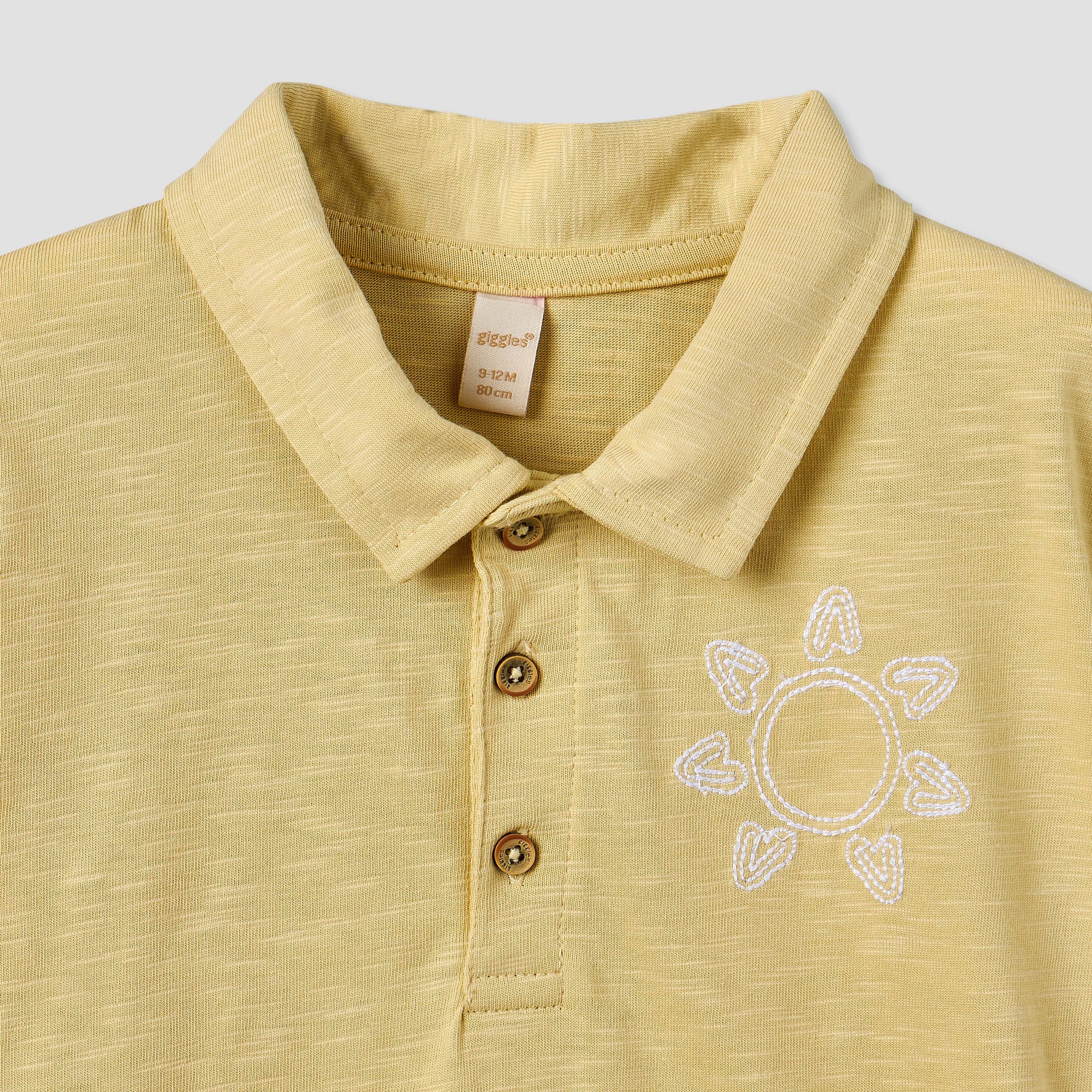 Giggles Collared Short Sleeves Polo T-shirt with Embroidery