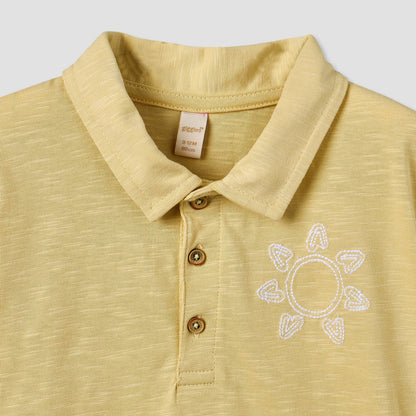 Giggles Collared Short Sleeves Polo T-shirt with Embroidery