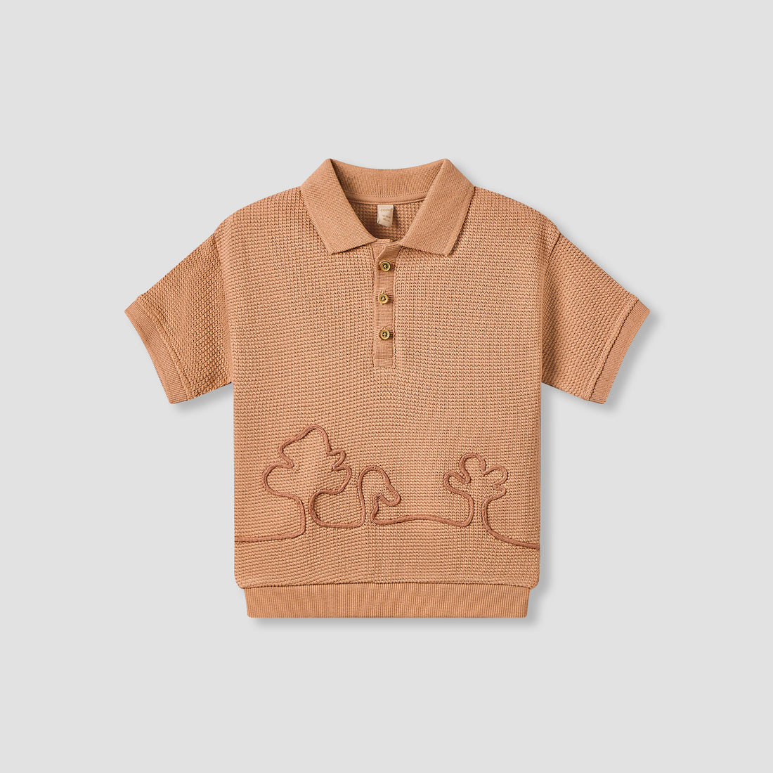 Giggles Collared Short Sleeve Polo T-shirt with Embroidery - Orange / 12-18 mths