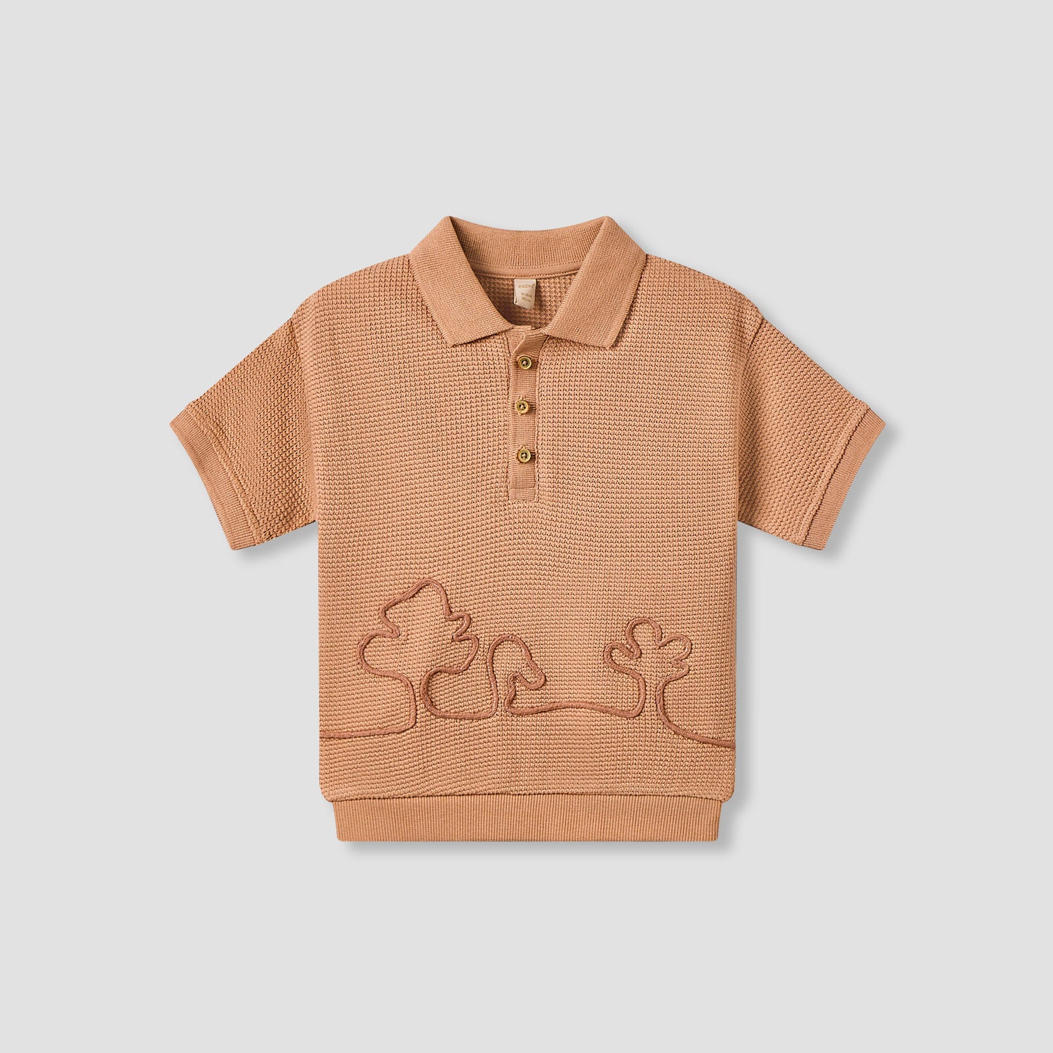 Giggles Collared Short Sleeve Polo T-shirt with Embroidery - Orange / 12-18 mths