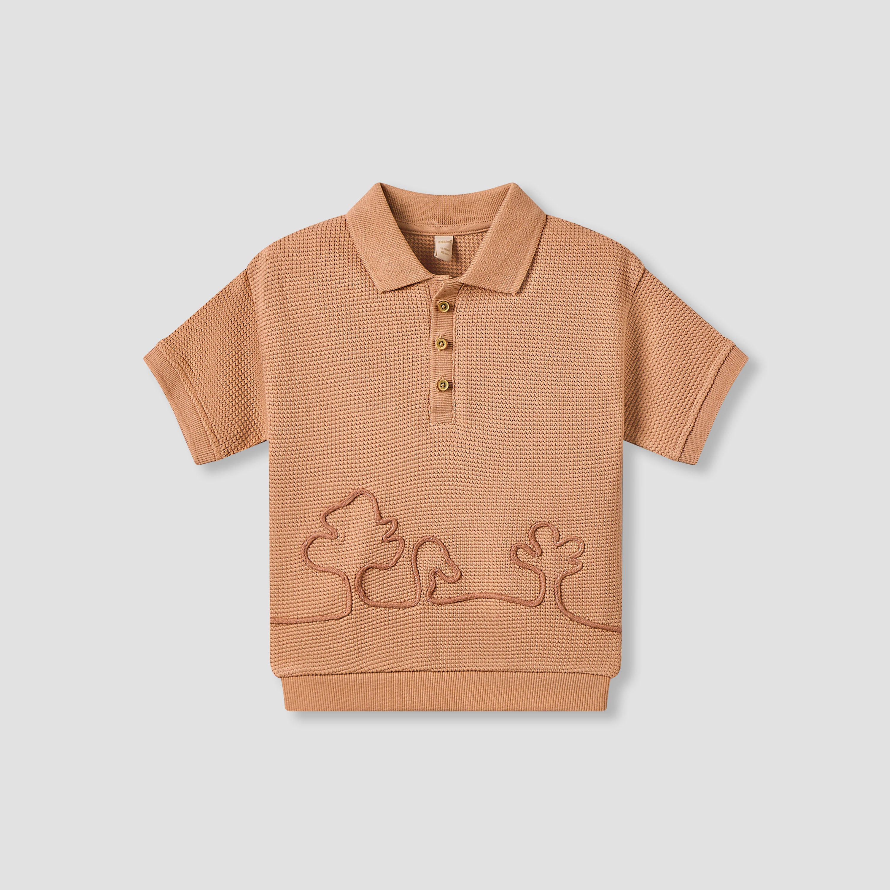 Giggles Collared Short Sleeve Polo T-shirt with Embroidery - Orange / 12-18 mths