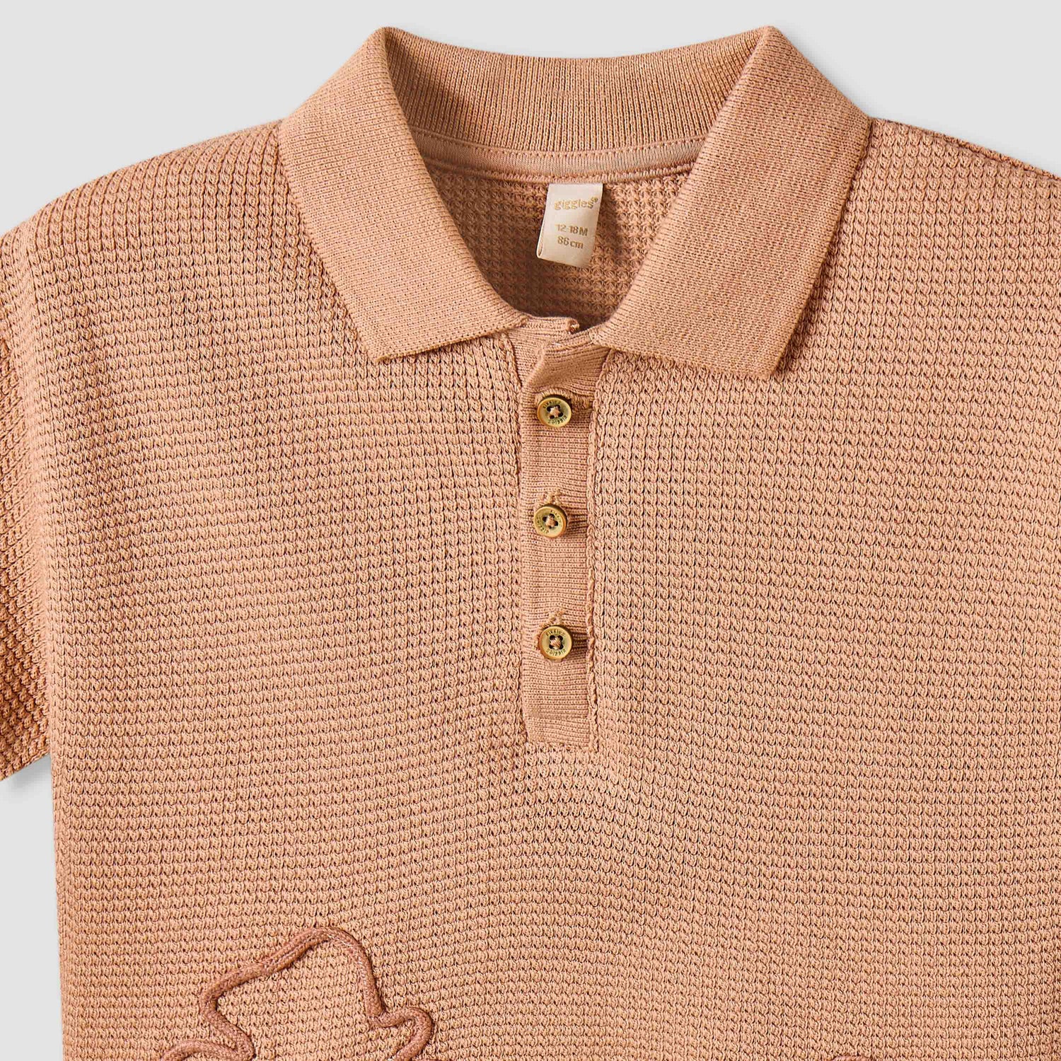Giggles Collared Short Sleeve Polo T-shirt with Embroidery