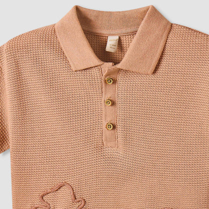 Giggles Collared Short Sleeve Polo T-shirt with Embroidery
