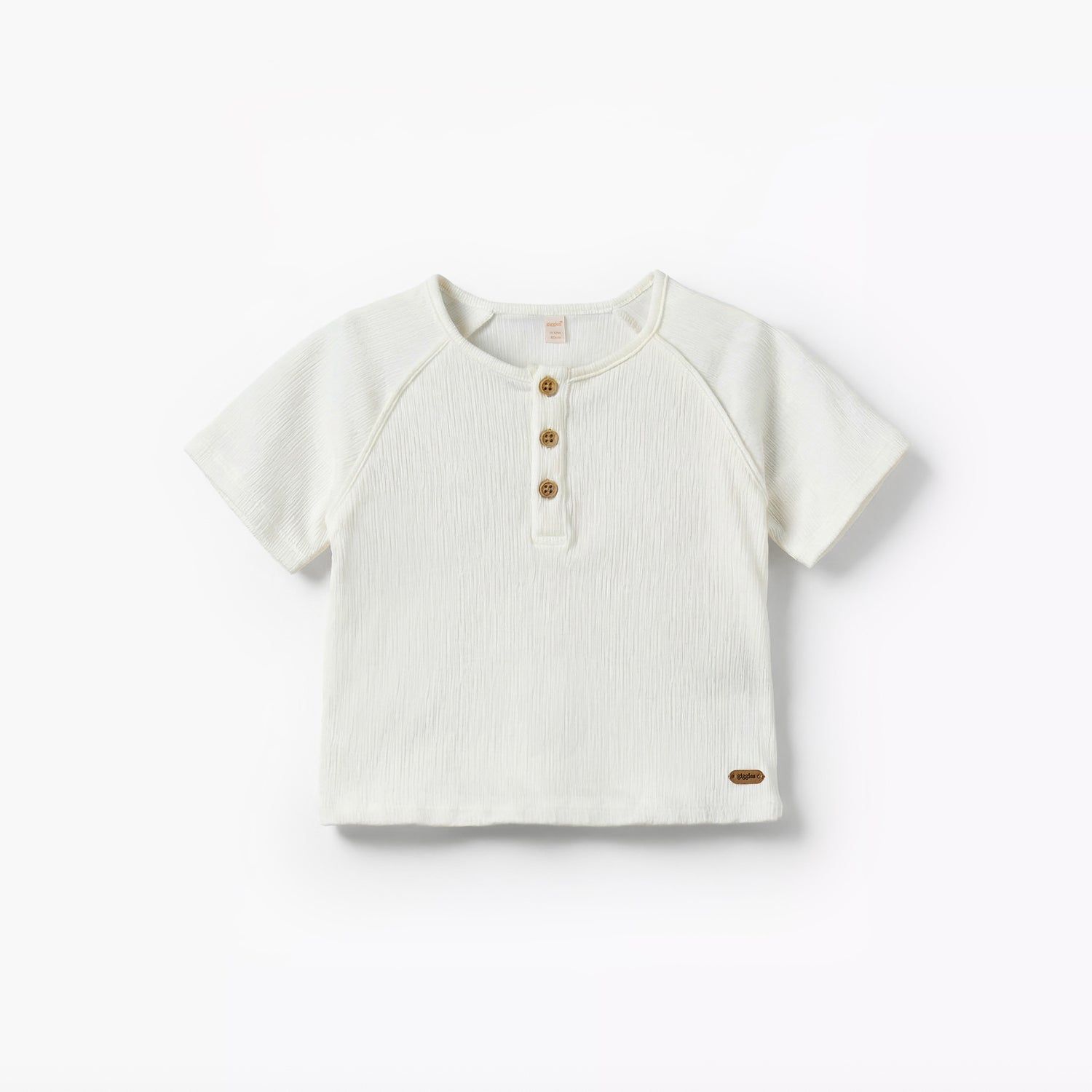 Giggles Henley Neck Short Sleeves T-shirt with Texture