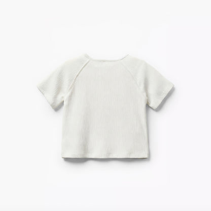Giggles Henley Neck Short Sleeves T-shirt with Texture