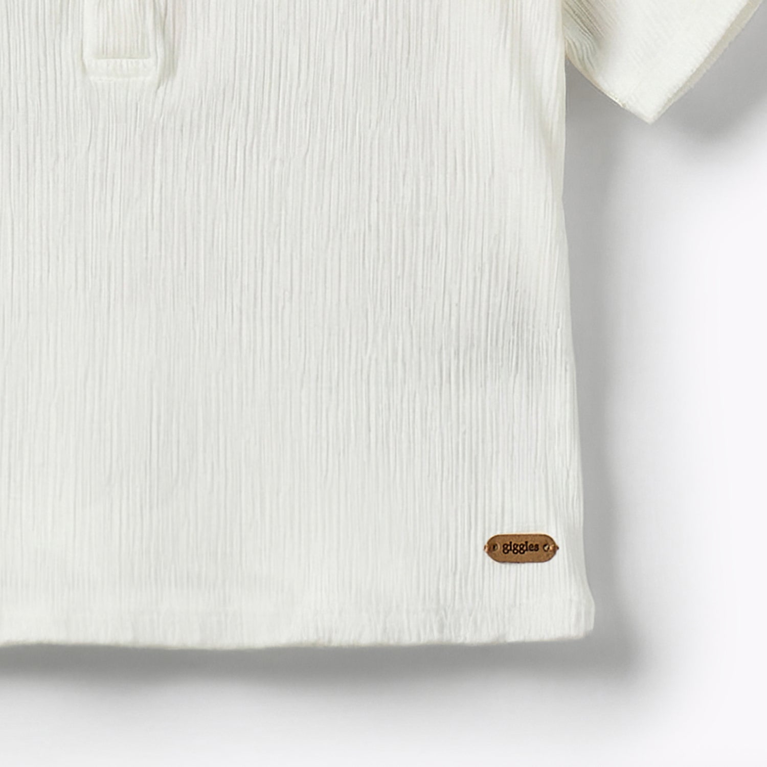 Giggles Henley Neck Short Sleeves T-shirt with Texture