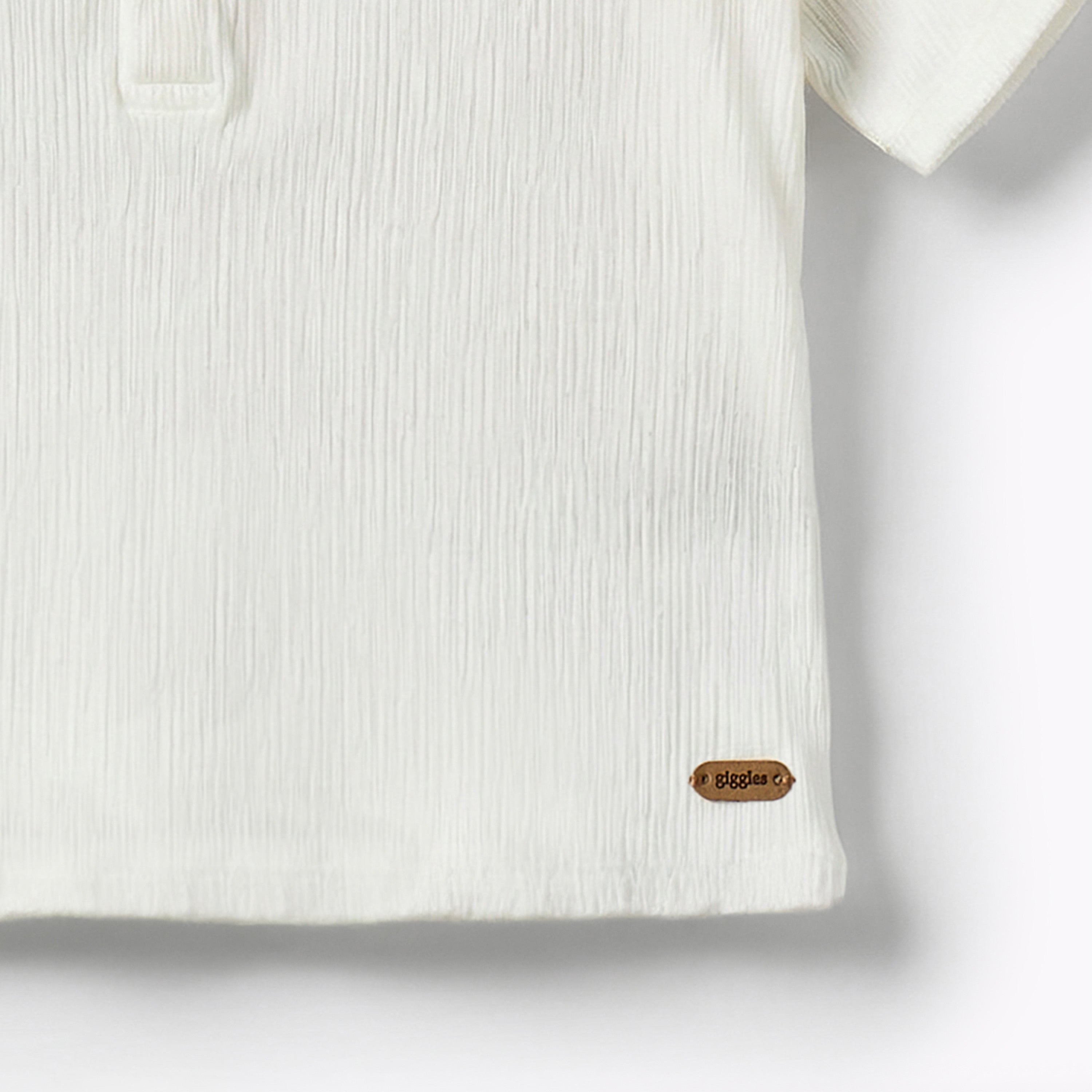 Giggles Henley Neck Short Sleeves T-shirt with Texture
