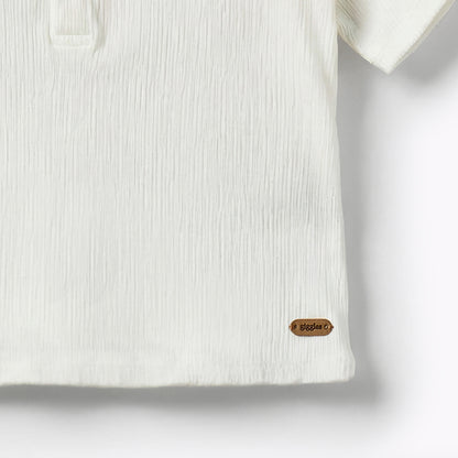 Giggles Henley Neck Short Sleeves T-shirt with Texture
