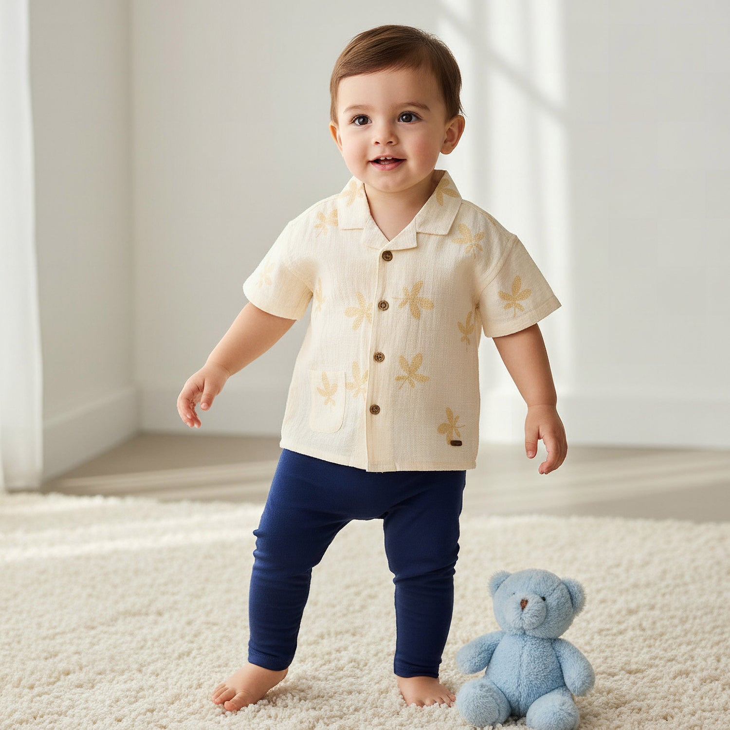 Giggles Short Sleeves Shirt with Embroidery