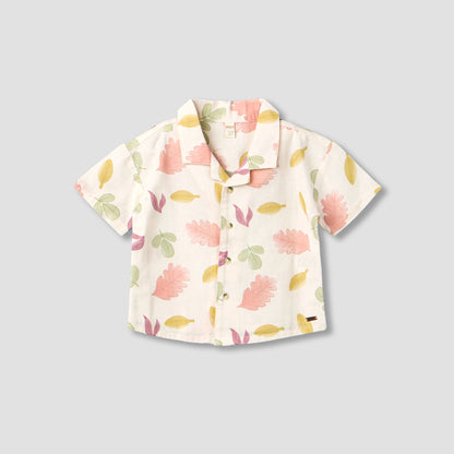Giggles Short Sleeve Shirt with Leaf Print