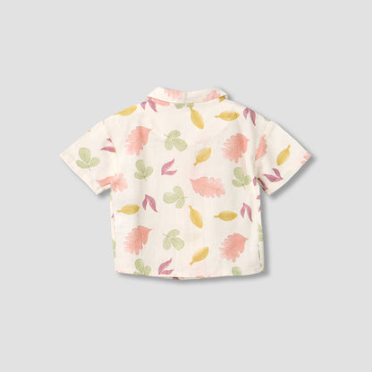 Giggles Short Sleeve Shirt with Leaf Print