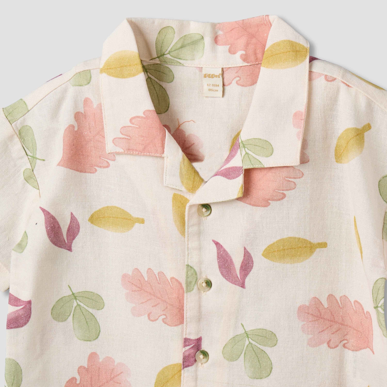 Giggles Short Sleeve Shirt with Leaf Print