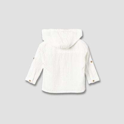 Giggles Hooded Long Sleeves Shirt with Floral Applique