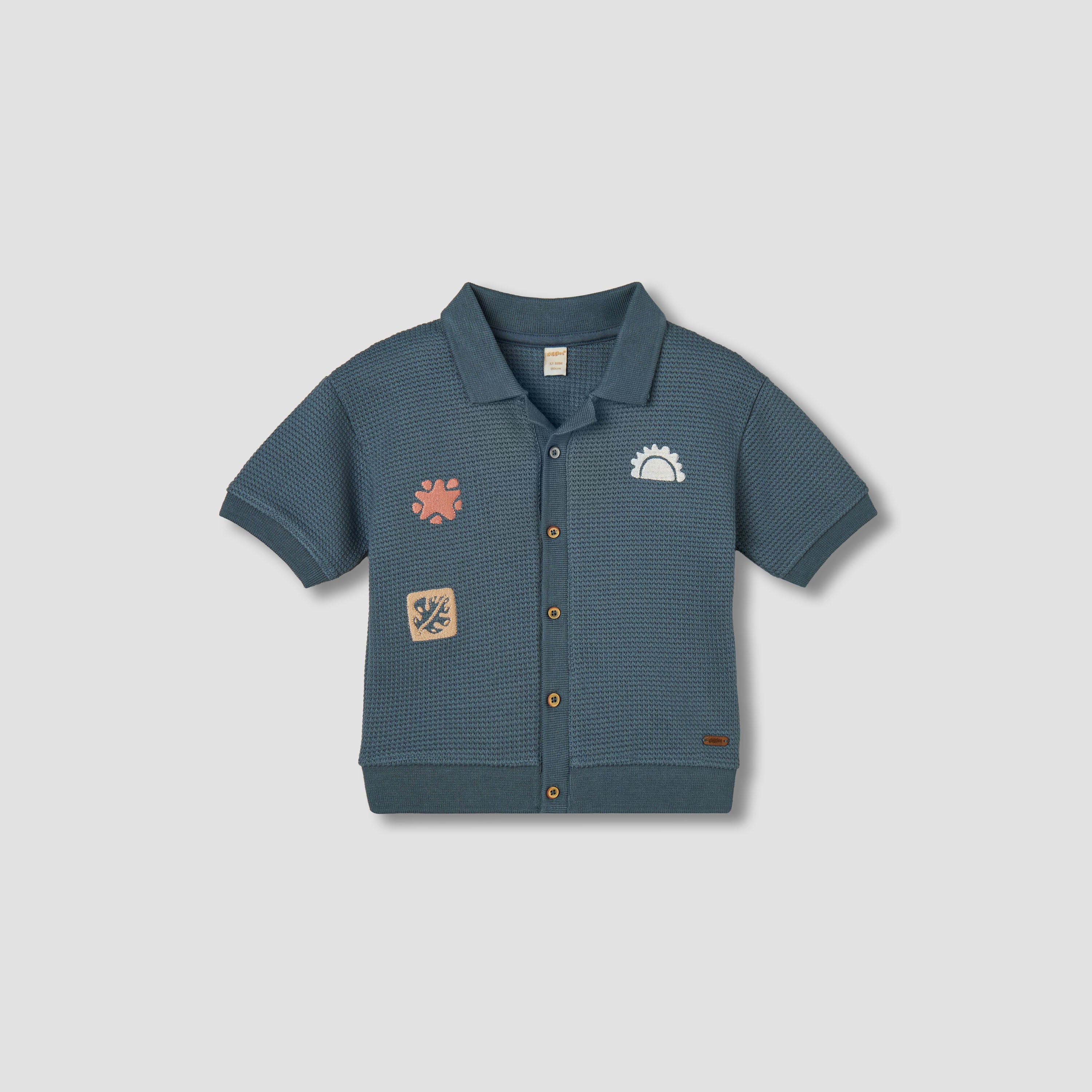 Giggles Short Sleeves Shirt with Embroidery