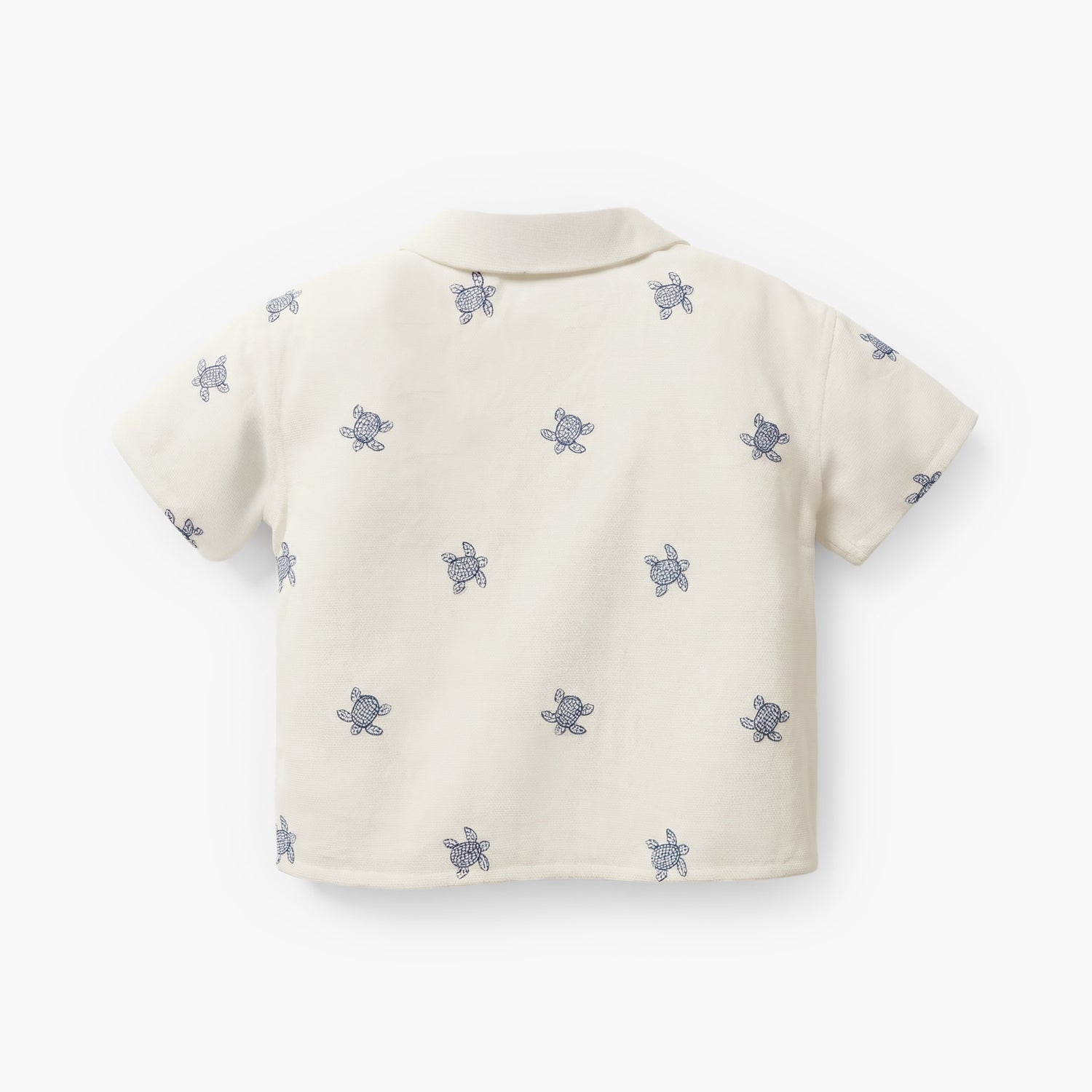 Giggles Short Sleeve Shirt with Turtle Embroidery