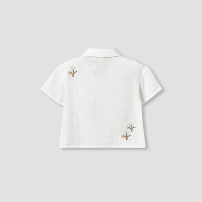 Giggles Short Sleeve Shirt with Embroidery