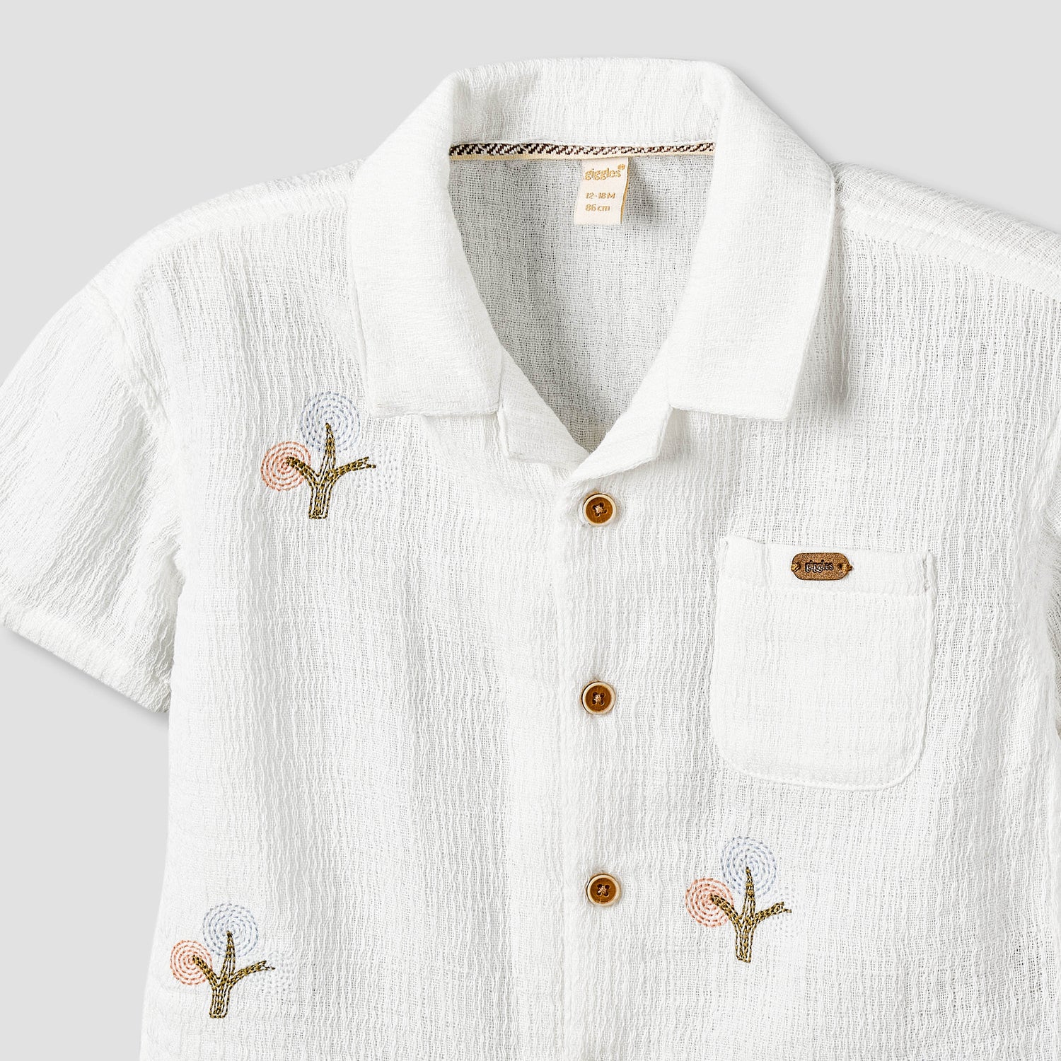 Giggles Short Sleeve Shirt with Embroidery