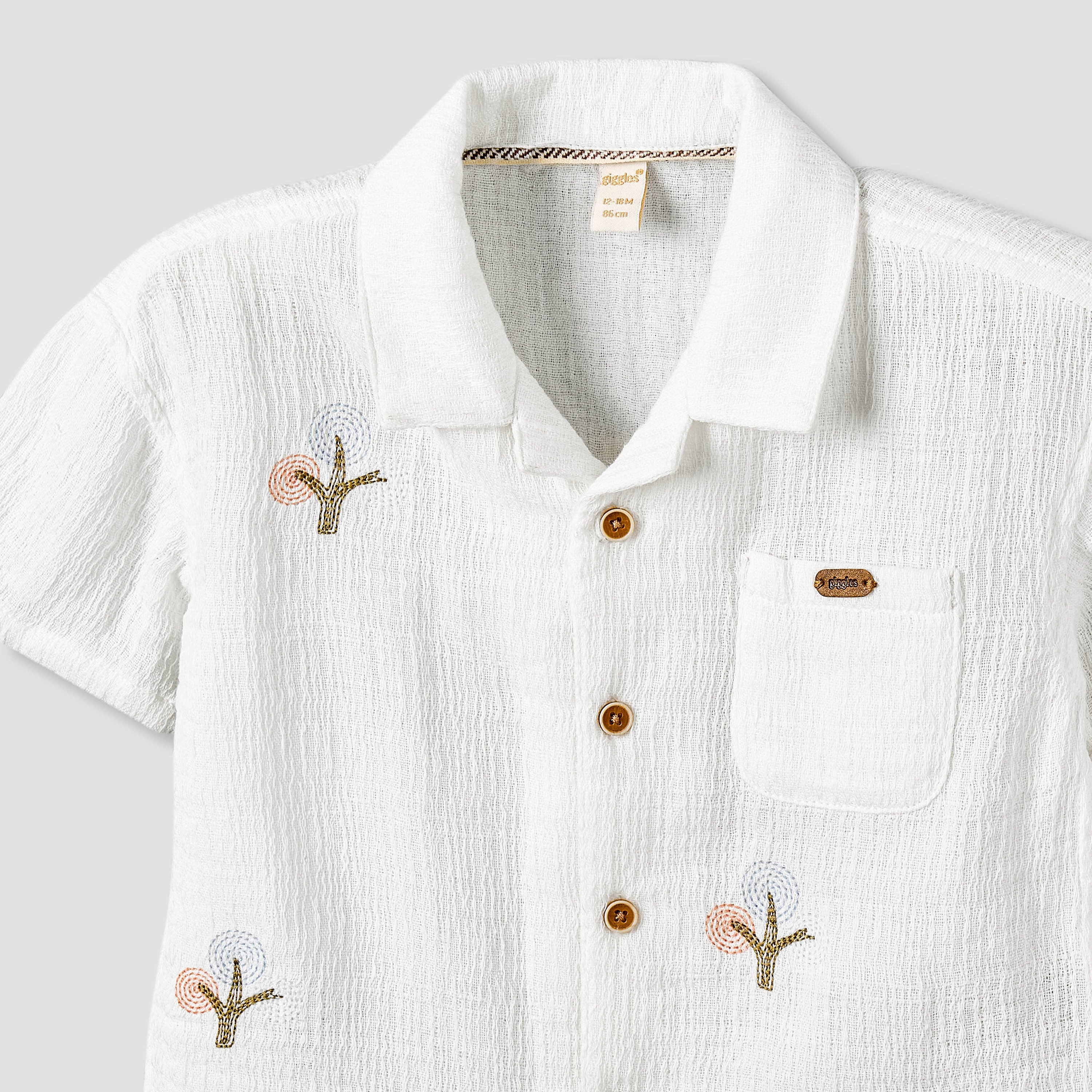 Giggles Short Sleeve Shirt with Embroidery