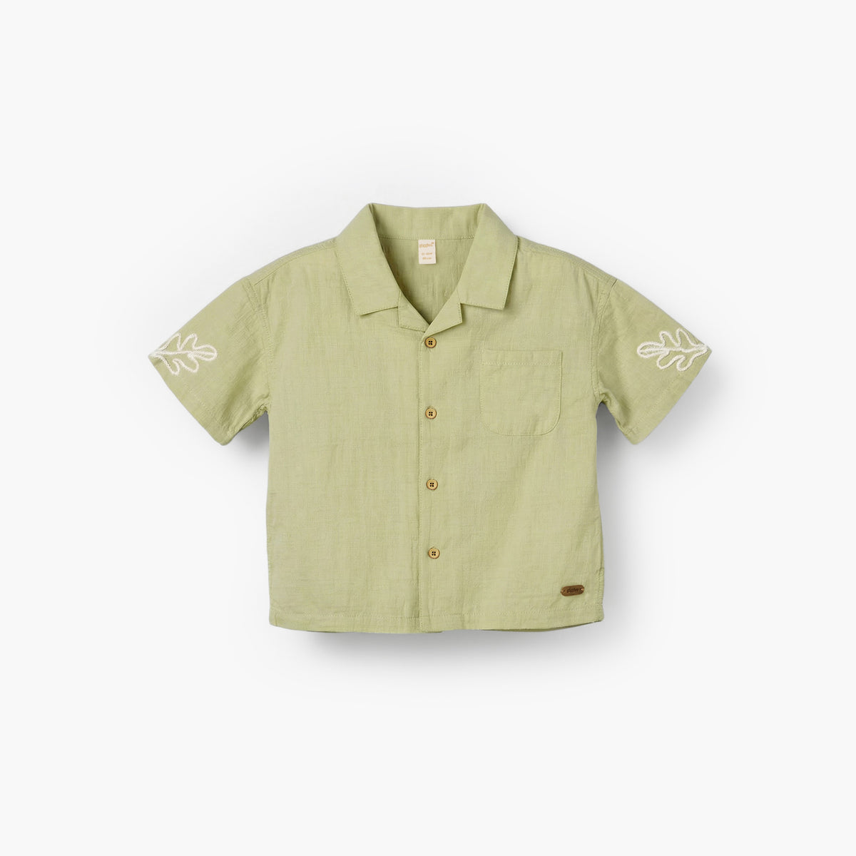 Giggles Short Sleeves Shirt with Leaf Embroidery