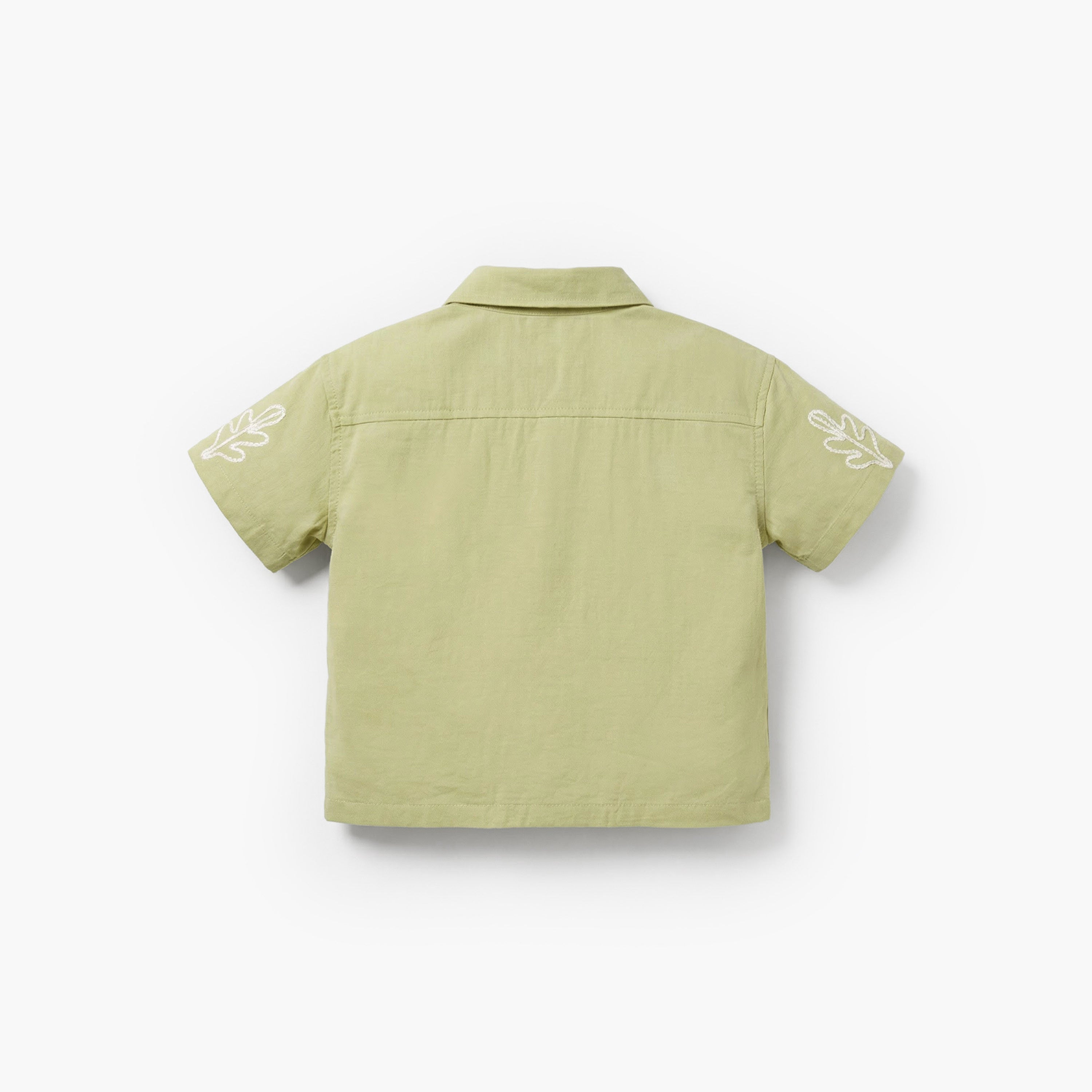 Giggles Short Sleeves Shirt with Leaf Embroidery
