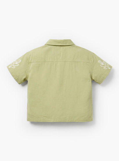 Giggles Short Sleeves Shirt with Leaf Embroidery-baby-boys-clothing-shirts-image-3