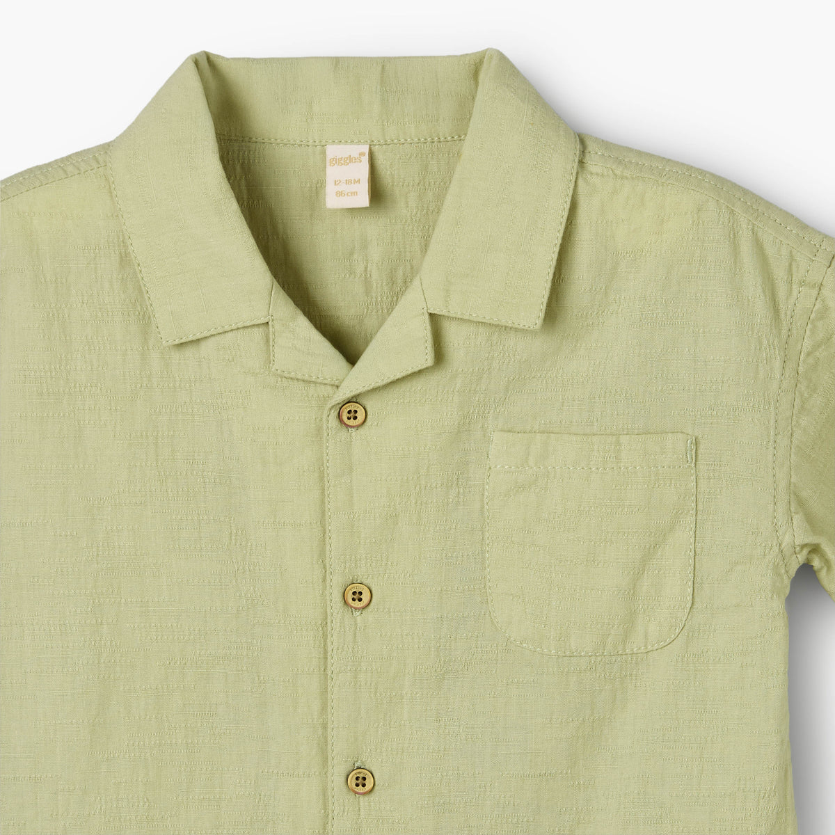 Giggles Short Sleeves Shirt with Leaf Embroidery