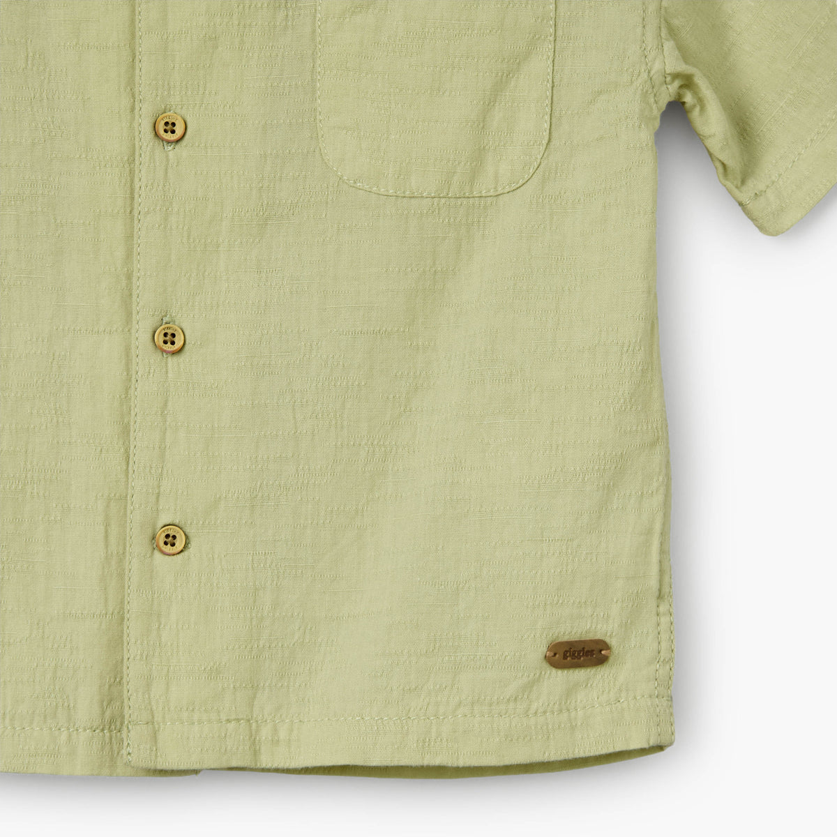 Giggles Short Sleeves Shirt with Leaf Embroidery