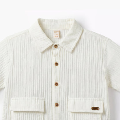Giggles Short Sleeves Shirt with Ribbed Texture