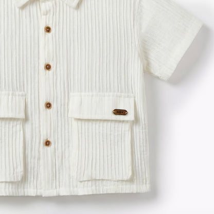 Giggles Short Sleeves Shirt with Ribbed Texture