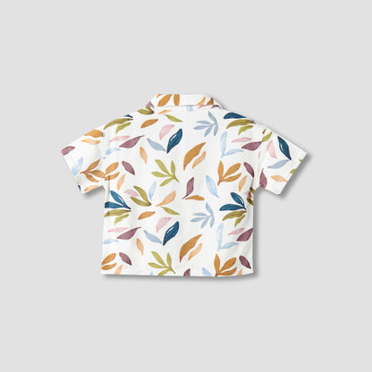 Giggles Short Sleeve Shirt with Leaf Print