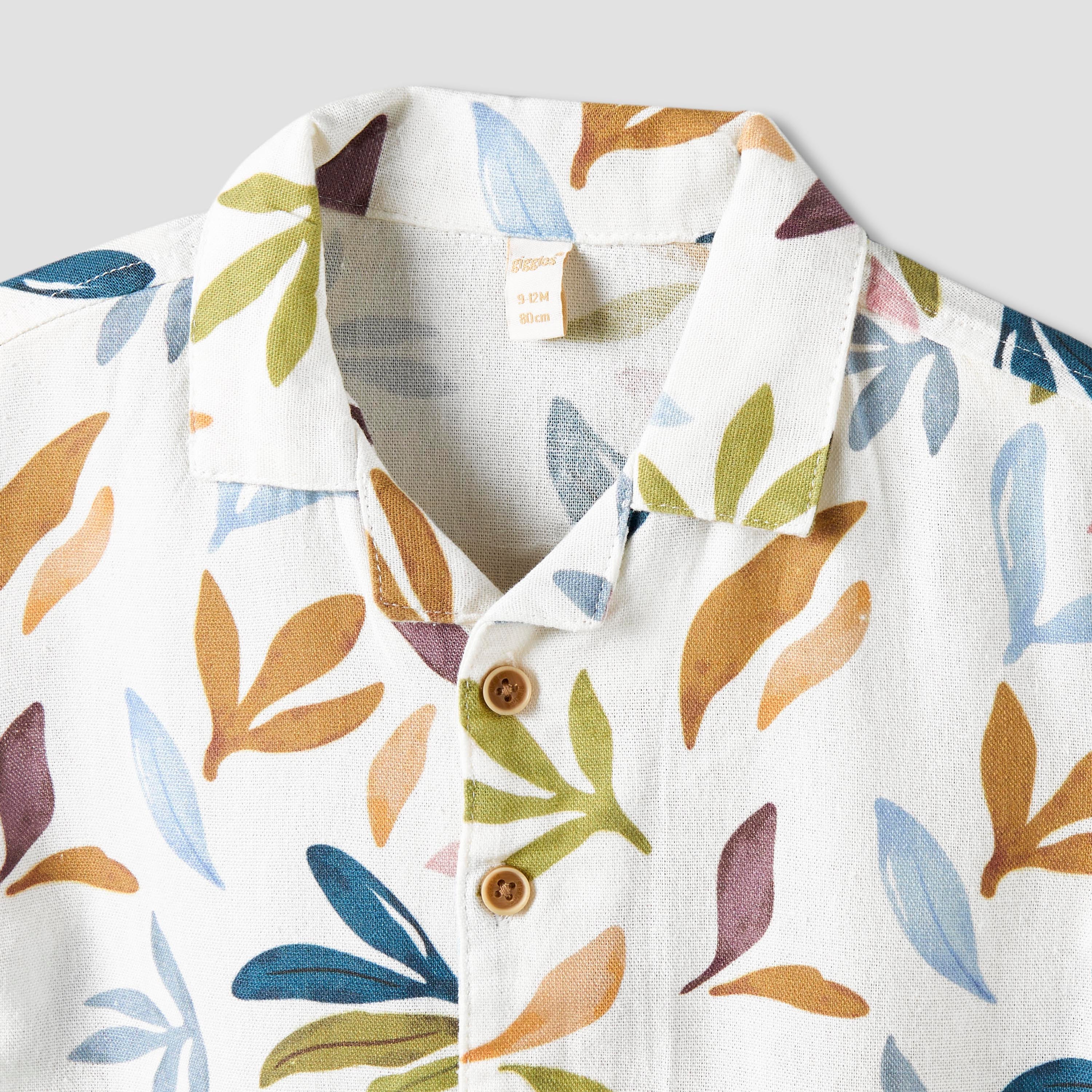 Giggles Short Sleeve Shirt with Leaf Print