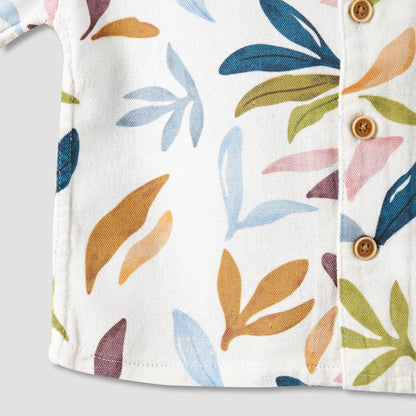 Giggles Short Sleeve Shirt with Leaf Print