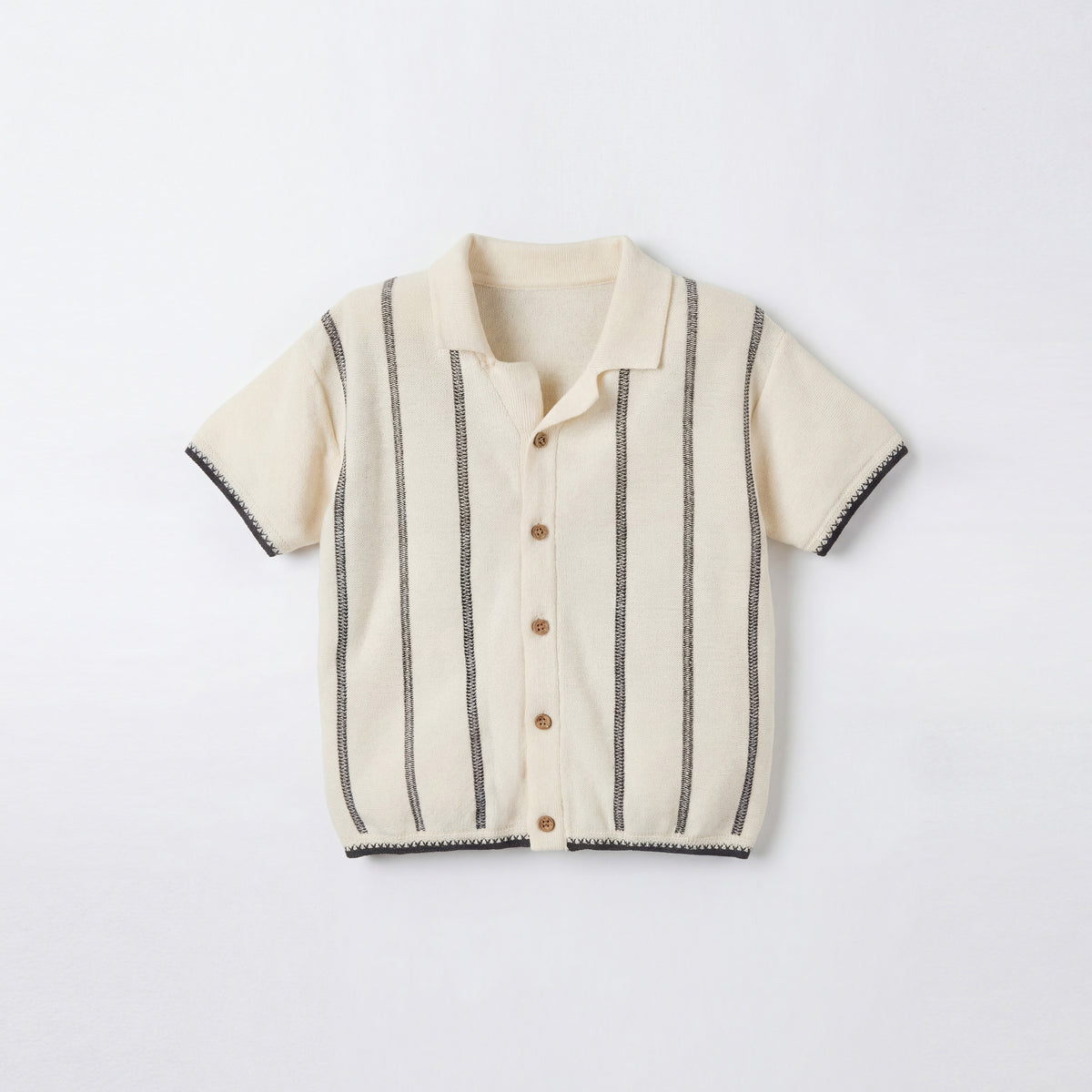 Giggles Camp Collar Short Sleeves Shirt and Shorts Set with Stripes