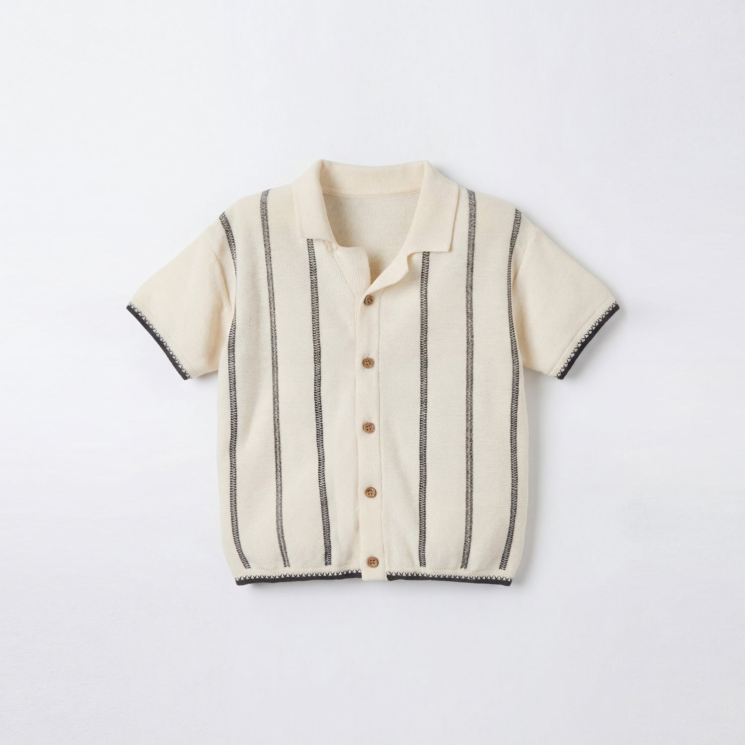 Giggles Camp Collar Short Sleeves Shirt and Shorts Set with Stripes